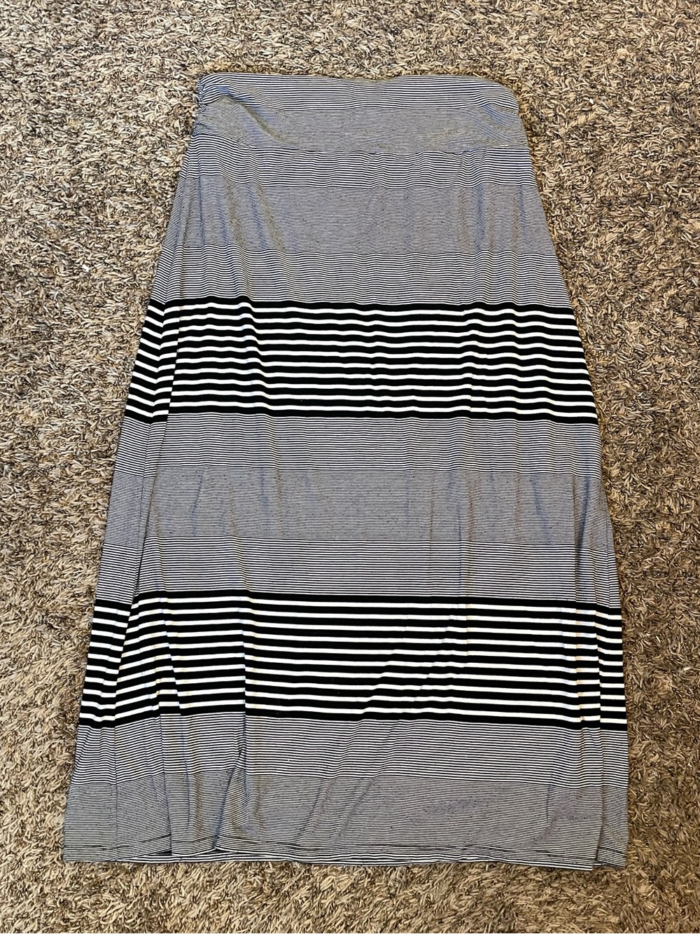 Faded Glory Black and Gray Striped Maxi Skirt